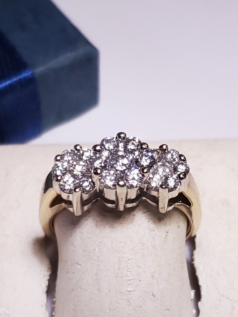 Estate 1.00ctw Natural Diamond SI1-SI2 HI Starburst 14Kt 2Tone Popcorn Ring24570